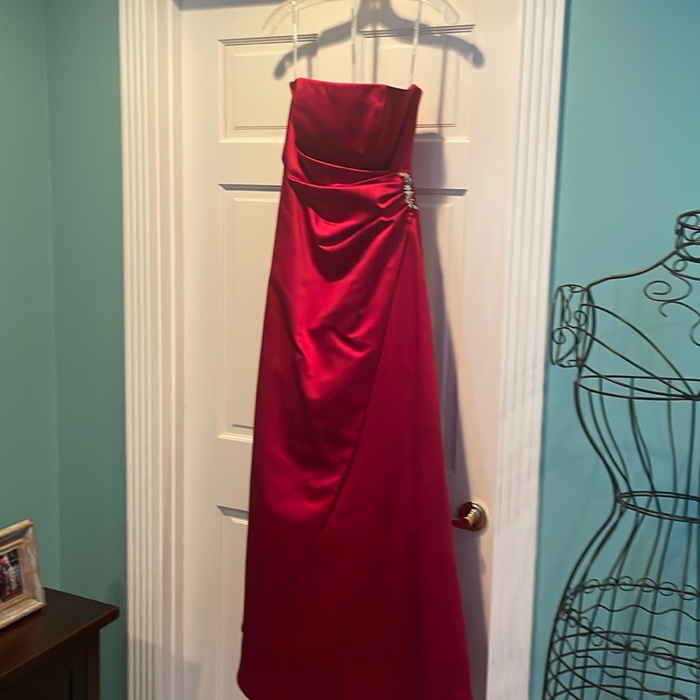 David’s Bridal Ruby Red Evening Gown, Size 4. - image 1